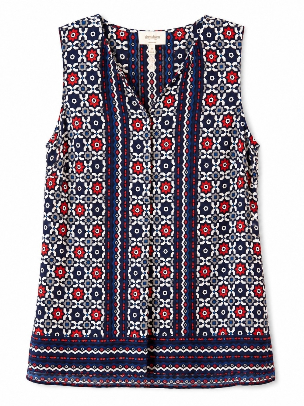 Laundry By Shelli Segal Navy Red and White Sleeveless Printed Camisole - Picture 3 of 6